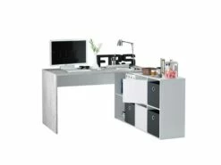 Bureau D'angles 2 Portes + 4 Niches Blanc/Béton - DAPATA PLUS - L 203 X L 66 X H 74 Cm 15 Bureau D'angles 2 Portes + 4 Niches Blanc/Béton - DAPATA PLUS - L 203 X L 66 X H 74 Cm -mobilier de bureau Shop meuble bureau 20003279