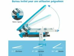 Bureau Enfant à Hauteur Réglable Inclinable 0-45°, Ensemble Table Et Chaise Avec Plateau -mobilier de bureau Shop meuble bureau 20920229