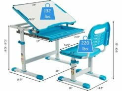 Bureau Enfant à Hauteur Réglable Inclinable 0-45°, Ensemble Table Et Chaise Avec Plateau -mobilier de bureau Shop meuble bureau 20920233