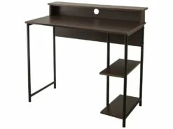 35" Bureau À Domicile En Bois Bureau D'Ordinateur Et Étagères Marron