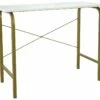 40" Table De Bureau À Domicile Avec Plateau En Faux Marbre Et Cadre En Laiton