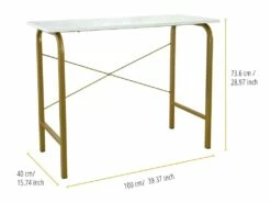 40" Table De Bureau À Domicile Avec Plateau En Faux Marbre Et Cadre En Laiton -mobilier de bureau Shop meuble bureau 21284791