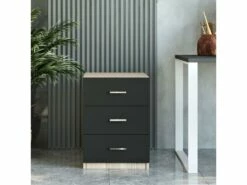 Commode De Bureau 3 Tiroirs - Venprodin 45 Cm-Chêne-Noir -mobilier de bureau Shop meuble bureau 21306475