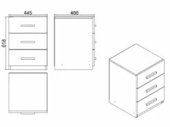 Commode De Bureau 3 Tiroirs - Venprodin 45 Cm-Chêne-Noir -mobilier de bureau Shop meuble bureau 21306479