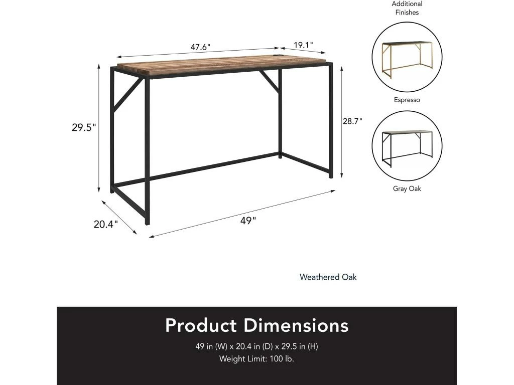 Bureau En Panneaux De Particules De Chêne Patiné Et Structure En Métal 4 Bureau En Panneaux De Particules De Chêne Patiné Et Structure En Métal – Image 4