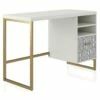 Bureau Simple Caisson En MDF Blanc