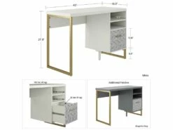 Bureau Simple Caisson En MDF Blanc -mobilier de bureau Shop meuble bureau 21581421