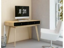 Bureau 2 Portes En Panneau De Particules Chêne Et Noir -mobilier de bureau Shop meuble bureau 21694295