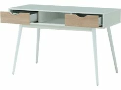 Bureau 2 Tiroirs En MDF Blanc Et Chêne -mobilier de bureau Shop meuble bureau 21694353