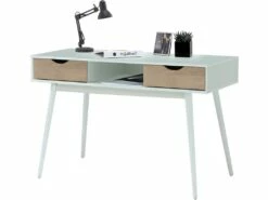Bureau 2 Tiroirs En MDF Blanc Et Chêne -mobilier de bureau Shop meuble bureau 21694355