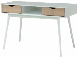 Bureau 2 Tiroirs En MDF Blanc Et Chêne -mobilier de bureau Shop meuble bureau 21694357