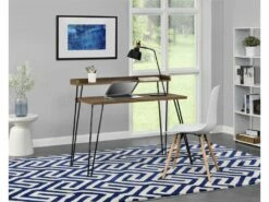 Bureau Avec Contremarche En Panneaux De Partic. Stratifié Noyer -mobilier de bureau Shop meuble bureau 21694609