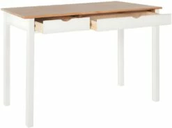 Bureau 2 Tiroirs En Pin Blanc Et Nature -mobilier de bureau Shop meuble bureau 21736471