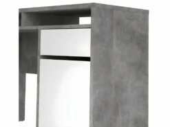 Plus Bureau Avec 1 Porte, 1 Tiroir Et 2 Tablettes De Rangement, Finition Béton/blanc Brillant. -mobilier de bureau Shop meuble bureau 22084861