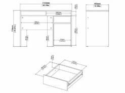 Plus Bureau Avec 1 Porte, 1 Tiroir Et 2 Tablettes De Rangement, Finition Béton/blanc Brillant. -mobilier de bureau Shop meuble bureau 22084865