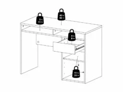 Plus Bureau Avec 1 Porte, 1 Tiroir Et 2 Tablettes De Rangement, Finition Béton/blanc Brillant. -mobilier de bureau Shop meuble bureau 22084869