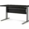 Prisme Bureau à Hauteur Réglable électrique, En Frêne Noir Et Gris Argenté.