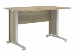 Prisme Bureau C, Imitation Chêne Et Acier, Gris Argenté.