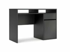 Plus Bureau Avec 1 Porte, 1 Tiroir Et 2 Tablettes De Rangement, Noir Mat.