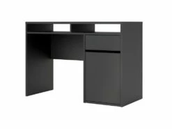 Plus Bureau Avec 1 Porte, 1 Tiroir Et 2 Tablettes De Rangement, Noir Mat. -mobilier de bureau Shop meuble bureau 22085493