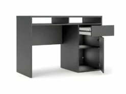 Plus Bureau Avec 1 Porte, 1 Tiroir Et 2 Tablettes De Rangement, Noir Mat. -mobilier de bureau Shop meuble bureau 22085495