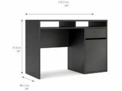 Plus Bureau Avec 1 Porte, 1 Tiroir Et 2 Tablettes De Rangement, Noir Mat. -mobilier de bureau Shop meuble bureau 22085499