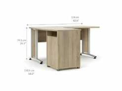 Prisme Bureau 3 Tiroirs. Finition Chêne Et Blanc. -mobilier de bureau Shop meuble bureau 22085513
