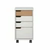 Mestre Commode Bureau, Tiroir Cassette Sur Roulettes. 3, 1 Tiroir Blanc,miel.