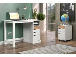 Mestre Commode Bureau, Tiroir Cassette Sur Roulettes. 3, 1 Tiroir Blanc,miel. -mobilier de bureau Shop meuble bureau 22105323