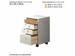 Mestre Commode Bureau, Tiroir Cassette Sur Roulettes. 3, 1 Tiroir Blanc,miel. -mobilier de bureau Shop meuble bureau 22105325