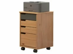 Mestre Commode Bureau, Tiroir Cassette Sur Roulettes. 3, 1 Tiroir Miel,gris. -mobilier de bureau Shop meuble bureau 22105331