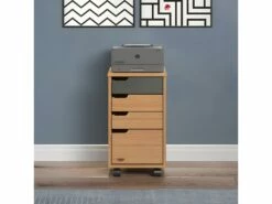 Mestre Commode Bureau, Tiroir Cassette Sur Roulettes. 3, 1 Tiroir Miel,gris. -mobilier de bureau Shop meuble bureau 22105333