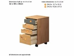 Mestre Commode Bureau, Tiroir Cassette Sur Roulettes. 3, 1 Tiroir Miel,gris. -mobilier de bureau Shop meuble bureau 22105335