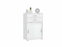 Mover Armoire De Bureau Avec 2 Portes Coulissantes 2 Portes, 2 Tiroirs Blanche.