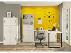 Mover Armoire De Bureau Avec 2 Portes Coulissantes 2 Portes, 2 Tiroirs Blanche. -mobilier de bureau Shop meuble bureau 22105359