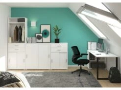 Mover Armoire De Bureau Avec 2 Portes Coulissantes 2 Portes, 2 Tiroirs Blanche. -mobilier de bureau Shop meuble bureau 22105361