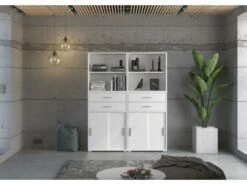 Mover Armoire De Bureau Avec 2 Portes Coulissantes 2 Portes, 2 Tiroirs Blanche. -mobilier de bureau Shop meuble bureau 22105363