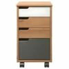 Mestre Commode Bureau, Tiroir Cassette Sur Roulettes. 3, 1 Tiroir Miel,blanc.gris.