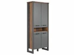 Prime étagère De Bureau 4 Portes, 1 Tablette, Old Wood Décor.