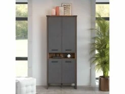 Prime étagère De Bureau 4 Portes, 1 Tablette, Old Wood Décor. -mobilier de bureau Shop meuble bureau 22105425