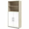 Prisme Armoire De Bureau 2 Espaces De Rangement Et 2 Portes, Finition Chêne, Blanc