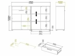 Prisme Étagère De Bureau 2 Tiroirs, 2 Portes Et 3 Tablettes De Rangement, Blanc, Finition Chêne. -mobilier de bureau Shop meuble bureau 22105597