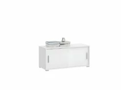 Mover Armoire De Bureau Avec 2 Portes Coulissantes 100x46x40 Cm Blanche.