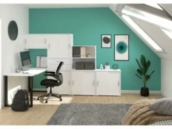 Mover Armoire De Bureau Avec 2 Portes Coulissantes 68x72x40 Cm Blanche. -mobilier de bureau Shop meuble bureau 22105679