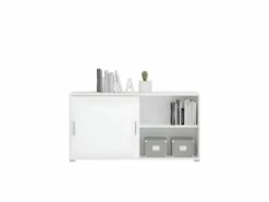 Mover Armoire De Bureau Avec 2 Portes Coulissantes 134x72x40 Cm Blanche. -mobilier de bureau Shop meuble bureau 22105705