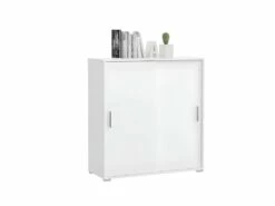 Mover Armoire De Bureau Avec 2 Portes Coulissantes 100x107x40 Cm Blanche.