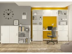 Mover Armoire De Bureau Avec 2 Portes Coulissantes 100x107x40 Cm Blanche. -mobilier de bureau Shop meuble bureau 22105743