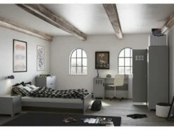 Loke Commode à 3 Tiroirs, Gris Laqué. -mobilier de bureau Shop meuble bureau 22113105