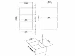 Nada Commode Basse Et étroite à 3 Tiroirs, Noir Mat. -mobilier de bureau Shop meuble bureau 22690353