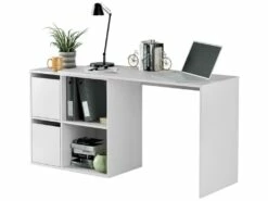 Bureau Divkovi, Bureau Modulable Avec étagère, Table D'étude Ou De Bureau Multi-positions Avec Assemblage D'angle, 152x49h74 Cm, Blanc -mobilier de bureau Shop meuble bureau 22752463